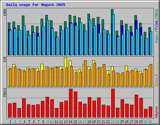 Daily usage for August 2025